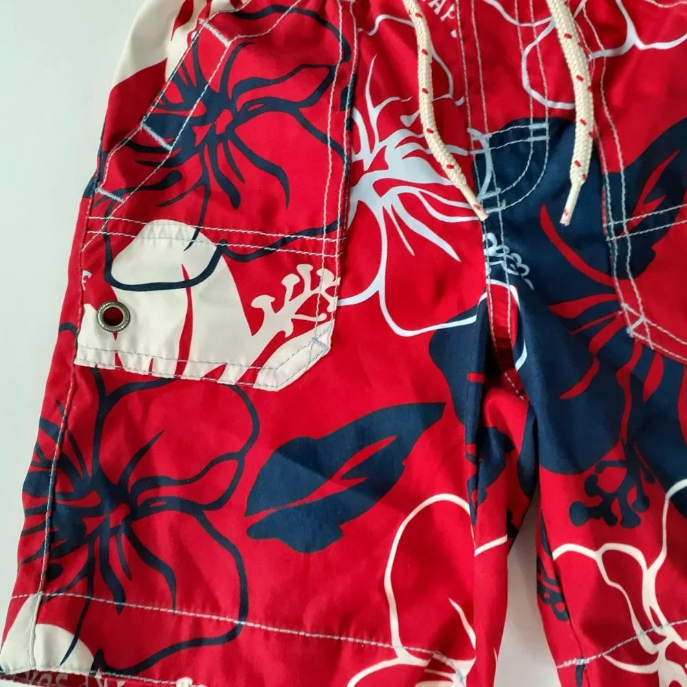 Gap Boys Swim Trunks Red Hibiscus Swimsuit Bathing Suit Size 2T